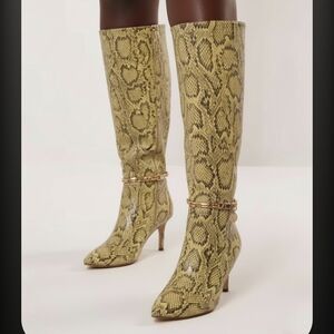 Elegant Snake Print Heeled Boots
